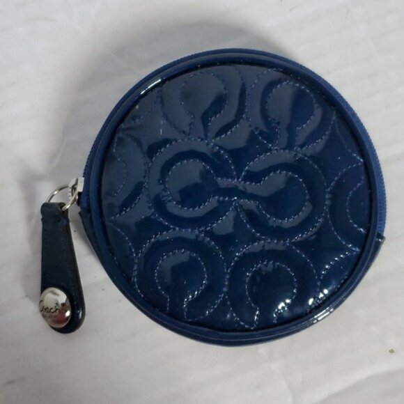 Coach Navy Leather Pouch Coin Wallet Change Purse Accessory Case BAG WOMEN'S - Picture 14 of 16